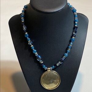 Chico's Blue and Gold Necklace with Elegant Pendant